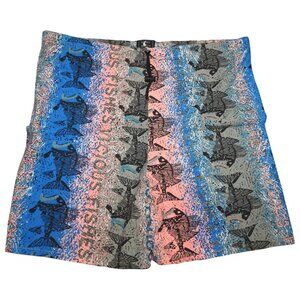 Vintage Night Moves 80s Vicious Fishes Swim Trunks Shorts NEON All Over OSFA